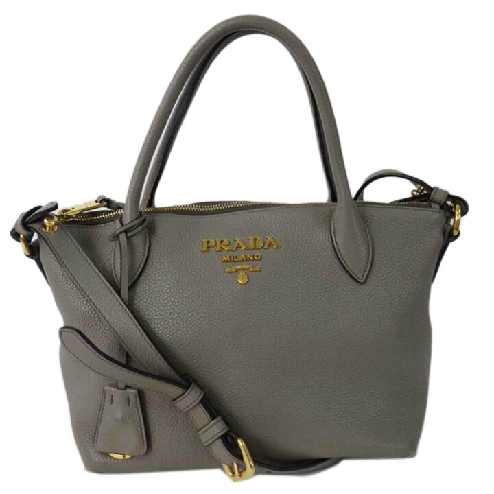 楽天市場】PRADA プラダ/レザー2wayショルダーバッグ/グレー/1BA111  