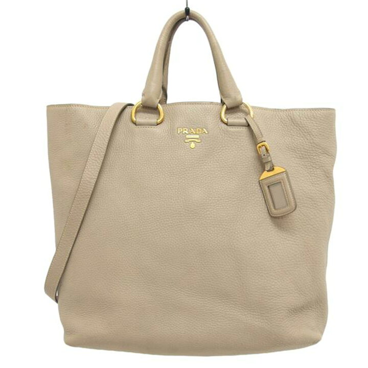 楽天市場】PRADA プラダ/レザー2WAYトートバッグ/グレージュ/1BG865 