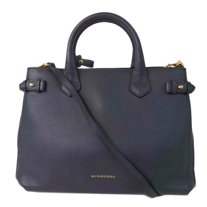 楽天市場】BURBERRY バーバリー/レザー2wayハンドバッグ/紺/サイド 