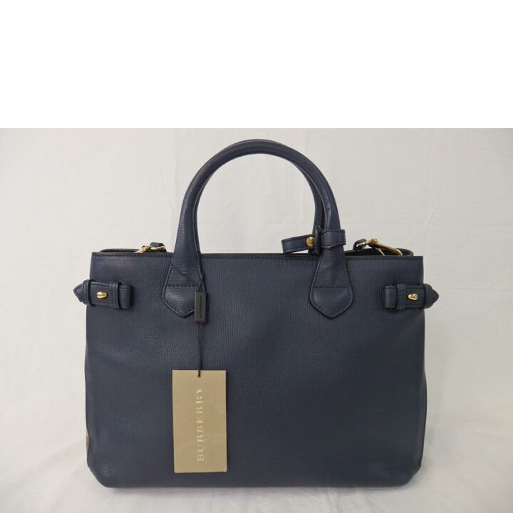 楽天市場】BURBERRY バーバリー/レザー2wayハンドバッグ/紺/サイド 