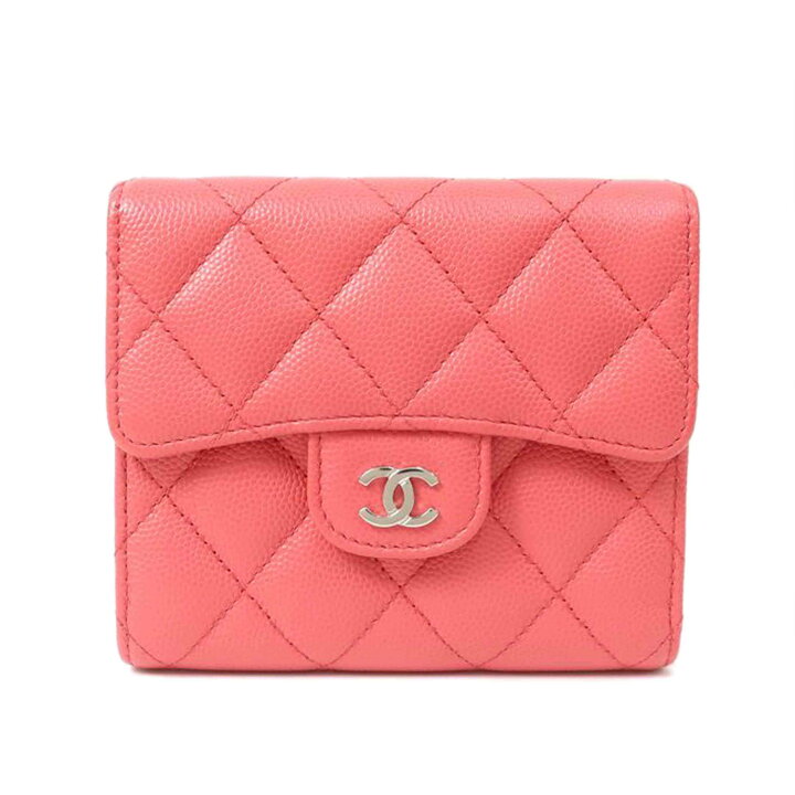 楽天市場】CHANEL シャネル/キャビアスキン 二つ折り財布 ピンク/A  