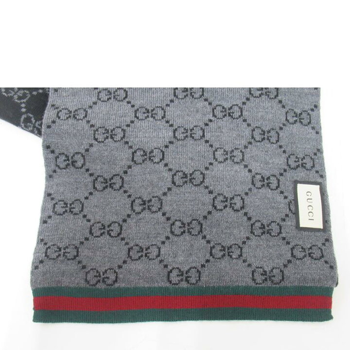楽天市場】GUCCI グッチ/リバーシブルマフラー/ブラック・グレー  