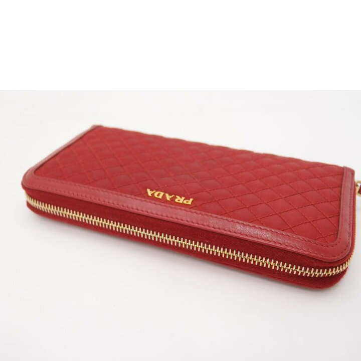 楽天市場】PRADA プラダ/キルティングラウンドファスナー長財布/レッド 