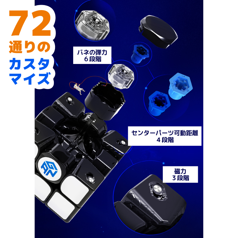ガンキューブ GAN356XS ステッカーレス 3×3 GANCUBE 正規品 日本語説明書＋日本語版チュートリアル＋スタンド＋GAN  Bag(収納ポーチ)＋THLARTEオリジナルクリーニングクロス付き 超軽量 67g GMS V2 72通りのカスタマイズ ハニカム構造 パズル 