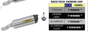 ARROW / A[ KAWASAKI ZX-6R 636 '19 E}[N RACE TECH `^ TCT[ J[{GhL | 71898PK