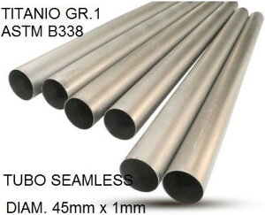 GPR / W[s[A[ Caf Racer Tubo titanio seamleSs D. 45mm X 1mm L.1000mm Titanio seamless Gr.1 TUBE AISI Tig L.10