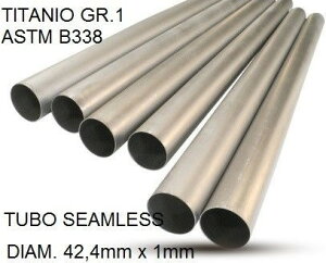 GPR / W[s[A[ Caf Racer Tubo titanio seamleSs D. 42-4mm X 1mm L.1000mm Titanio seamless Gr.1 TUBE AISI Tig L.