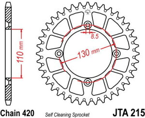 JT �X�v���P�b�gS ���A �X�v���P�b�g 55 Teeth Aluminum Ultra-Light Self-Cleaning 420 Pitch Type 215 | JTA215.55