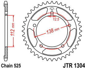 JT スプロケットS リア スプロケット 41 Teeth Steel スタンダード 525 Pitch Type 1304 | JTR1304.41