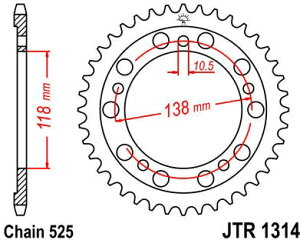 JT �X�v���P�b�gS ���A �X�v���P�b�g 39 Teeth Steel �X�^���_�[�h 525 Pitch Type 1314 | JTR1314.39
