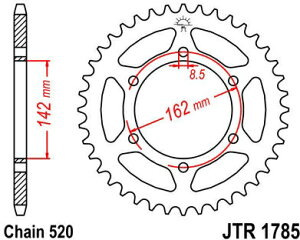 JT �X�v���P�b�gS ���A �X�v���P�b�g 48 Teeth Steel �X�^���_�[�h 520 Pitch Type 1785 | JTR1785.48
