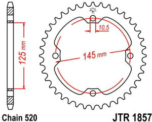 JT �X�v���P�b�gS ���A �X�v���P�b�g 37 Teeth Steel �X�^���_�[�h 520 Pitch Type 1857 | JTR1857.37