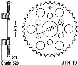 JT �X�v���P�b�gS ���A �X�v���P�b�g 38 Teeth Steel �X�^���_�[�h 520 Pitch Type 19 | JTR19.38