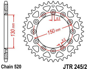JT �X�v���P�b�gS ���A �X�v���P�b�g 41 Teeth Steel �X�^���_�[�h 520 Pitch Type 245/2 | JTR245/2.41