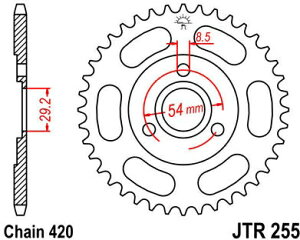 JT �X�v���P�b�gS ���A �X�v���P�b�g 40 Teeth Steel 420 Pitch Type 255 | JTR255.40