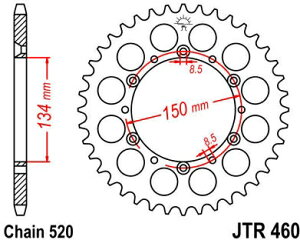 JT �X�v���P�b�gS ���A �X�v���P�b�g 45 Teeth Steel �X�^���_�[�h 520 Pitch Type 460 | JTR460.45