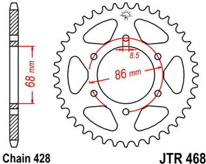 JT �X�v���P�b�gS ���A �X�v���P�b�g 46 Teeth Steel �X�^���_�[�h 428 Pitch Type 468 | JTR468.46
