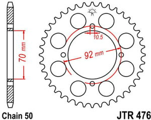 JT �X�v���P�b�gS ���A �X�v���P�b�g 35 Teeth Steel �X�^���_�[�h 530 Pitch Type 476 | JTR476.35