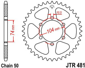 JT �X�v���P�b�gS ���A �X�v���P�b�g 40 Teeth Steel �X�^���_�[�h 530 Pitch Type 481 | JTR481.40
