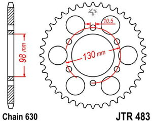 JT �X�v���P�b�gS ���A �X�v���P�b�g 33 Teeth Steel �X�^���_�[�h 630 Pitch Type 483 | JTR483.33