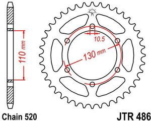 JT �X�v���P�b�gS ���A �X�v���P�b�g 38 Teeth Steel �X�^���_�[�h 520 Pitch Type 486 | JTR486.38