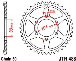 JT �X�v���P�b�gS ���A �X�v���P�b�g 41 Teeth Steel �X�^���_�[�h 530 Pitch Type 488 | JTR488.41