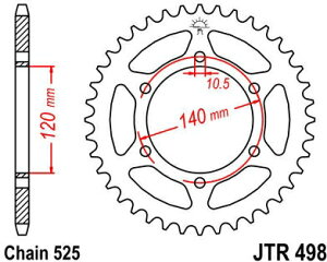 JT �X�v���P�b�gS ���A �X�v���P�b�g 45 Teeth Steel �X�^���_�[�h 525 Pitch Type 498 | JTR498.45