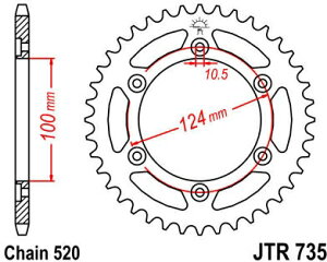 JT �X�v���P�b�gS ���A �X�v���P�b�g 39 Teeth Steel �X�^���_�[�h 520 Pitch Type 735 | JTR735.39