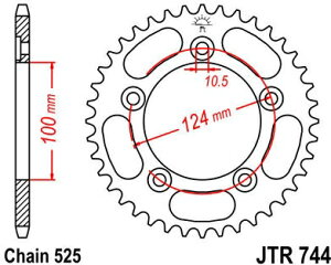 JT �X�v���P�b�gS ���A �X�v���P�b�g 36 Teeth Steel �X�^���_�[�h 525 Pitch Type 744 | JTR744.36