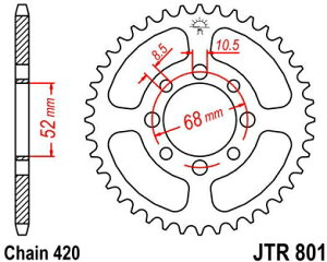 JT �X�v���P�b�gS ���A �X�v���P�b�g 33 Teeth Steel �X�^���_�[�h 420 Pitch Type 801 | JTR801.33