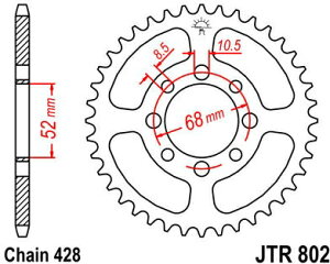 JT �X�v���P�b�gS ���A �X�v���P�b�g 34 Teeth Steel �X�^���_�[�h 428 Pitch Type 802 | JTR802.34