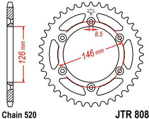 JT �X�v���P�b�gS ���A �X�v���P�b�g 44 Teeth Steel �X�^���_�[�h 520 Pitch Type 808 | JTR808.44