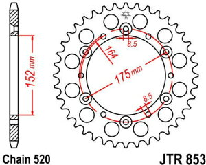 JT �X�v���P�b�gS ���A �X�v���P�b�g 42 Teeth Steel �X�^���_�[�h 520 Pitch Type 853 | JTR853.43