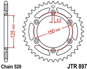 JT �X�v���P�b�gS ���A �X�v���P�b�g 38 Teeth Steel �X�^���_�[�h 520 Pitch Type 897 | JTR897.38