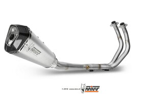 MIVV / ~}t[ SPORT Full sys. 2x1 Muffler DELTA RACE STAINLESS STEEL carbon cap WITH CATALYZER CONVERT