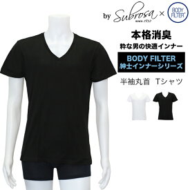 メンズ 男性用 Vネック 半袖Tシャツ ボディフィルター 驚きの消臭効果 世界特許のインナー BODYFILTER SUBROSA メンズ tシャツ 機能性 インナーシャツ アンダーシャツ 半袖 シャツ 速乾 防臭 消臭 世代臭 加齢臭 汗臭 部屋干し 大きいサイズ M L LL 綿100% 送料無料 【mail】