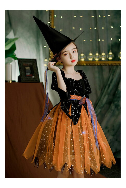 子魔女 魔女っ子ドレス  ハロウィン コスプレ 仮装 ドレス ウィッチ 130