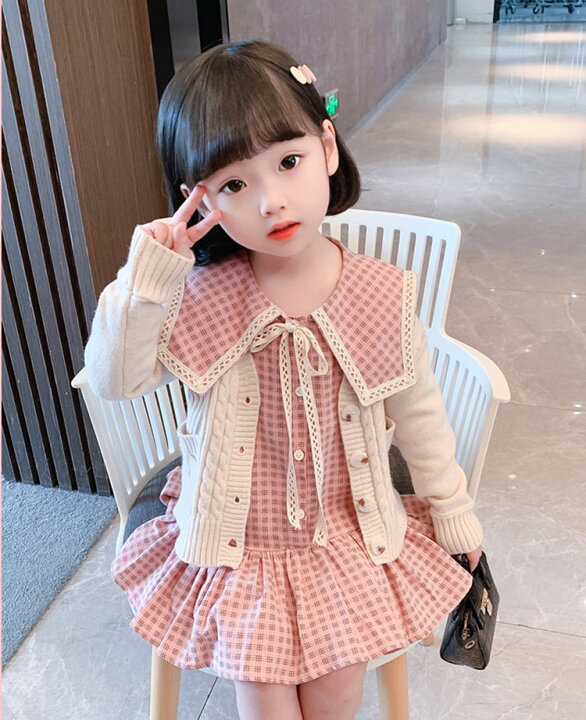 楽天市場】子供服 2点セット 重ね着風 キッズ カーディガン ワンピース  