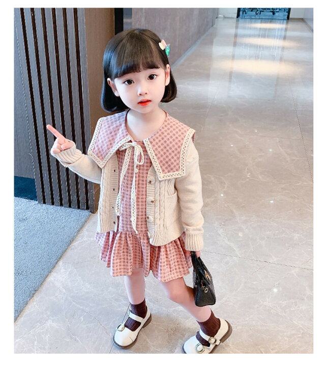 楽天市場】子供服 2点セット 重ね着風 キッズ カーディガン ワンピース  