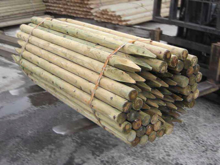 楽天市場 造園用 間伐材 杉 桧acq防腐注入杭丸太1500 60 5本1セット ウッドデッキと木物屋