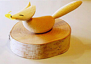 木彫り きつね ゆらりんこ きたきつね 小 うぃるびぃ工房 北海道 旭川クラフト