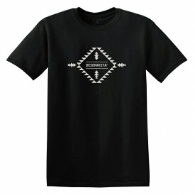 Tシャツ DESENHISTA&#8482; デゼニスタ ブラック 大人 デザイン ユニセックス メンズ レディース 半袖 ゆったり カジュアル オルテガ エスニック 胸ロゴ インディアン