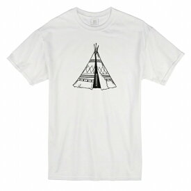 Tシャツ DESENHISTA&#8482; デゼニスタ ホワイト 大人 デザイン ユニセックス メンズ レディース 半袖 ゆったり カジュアル オルテガ エスニック 胸ロゴ インディアン テント
