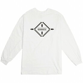 ロングTシャツ DESENHISTA デゼニスタ ホワイト 大人 デザイン ユニセックス メンズ レディース 長袖 ゆったり カジュアル オルテガ エスニック 胸ロゴ インディアン
