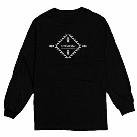 ロングTシャツ DESENHISTA デゼニスタ ブラック 大人 デザイン ユニセックス メンズ レディース 長袖 ゆったり カジュアル オルテガ エスニック 胸ロゴ インディアン