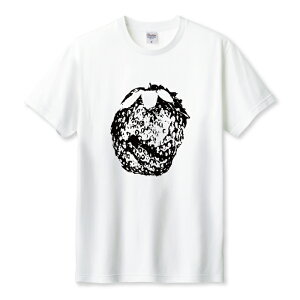 Tシャツ メンズ ユニセックス ストロベリー 苺 いちご アートポスター風 かわいい アート ポップ 白黒 かわいい サイズ S M L LL XL 半袖 綿 100% コットン 人気 ゆったり 白Tシャツ 黒Tシャツ ホワ