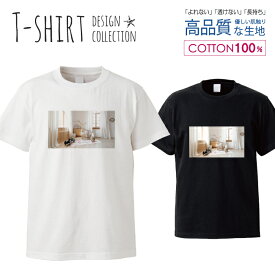 シンプル写真部屋家具パステルデザイン韓国おしゃれ かわいい デザイン Tシャツ メンズ サイズ S M L LL XL 半袖 綿 100% 透けない 長持ち プリント コットン ゆったり 白Tシャツ 黒 ホワイト ブラック
