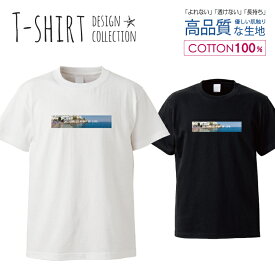 写真風景町航空写真オシャレロゴ西海岸おしゃれ かわいい デザイン Tシャツ メンズ サイズ S M L LL XL 半袖 綿 100% 透けない 長持ち プリント コットン ゆったり 白Tシャツ 黒 ホワイト ブラック