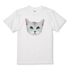 Tシャツ キッズ こどもサイズ ニャンコフェイス アメリカンショートヘア アメショー にゃんこ 猫 サイズ 100 110 120 130 140 150 半袖 綿 100% 透けない プリントtシャツ コットン 白Tシャツ 黒Tシャツ ホワイト ブラック こども服 子供サイズ 子供服