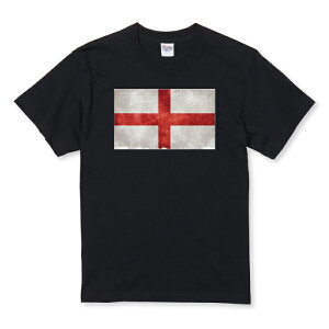 Tシャツ キッズ こどもサイズ イングランド 国旗 シンプル レトロ ダメージ カッコイイ サイズ 100 110 120 130 140 150 半袖 綿 100% コットン 白Tシャツ 黒Tシャツ ホワイト ブラック こども服 子供